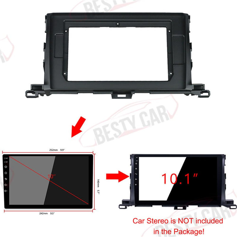 Fits for Toyota Highlander 2015-2018 Car Radio Stereo Fascia Frame Double DIN 10.1 inch Dash Installation Mounting Kit