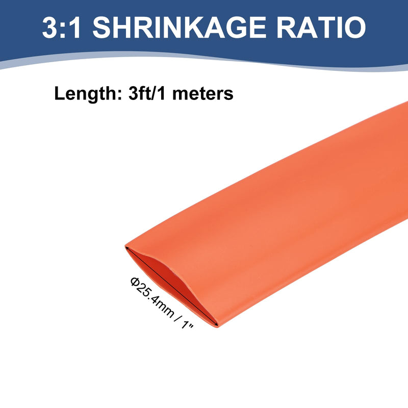 [AUSTRALIA] - QUARKZMAN Diameter 25.4 mm Double Wall Heat Shrink Tube with Adhesive, 3:1 Shrink Ratio PE Industrial Heat Shrink Tubing, Waterproof Cable Protection, Heat Shrink Tubing, 1 m Length, Orange 25.4mmx1m 