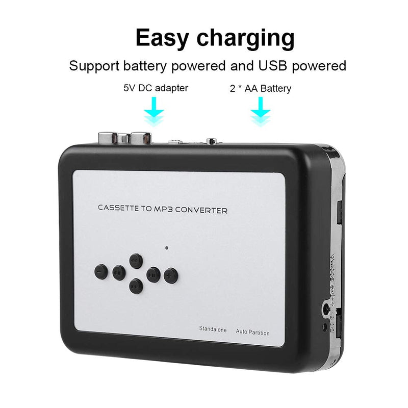 Portable Cassette Player Recorder Converter, Cassette to MP3 Converter USB Flash Drive Capture Audio Music Player