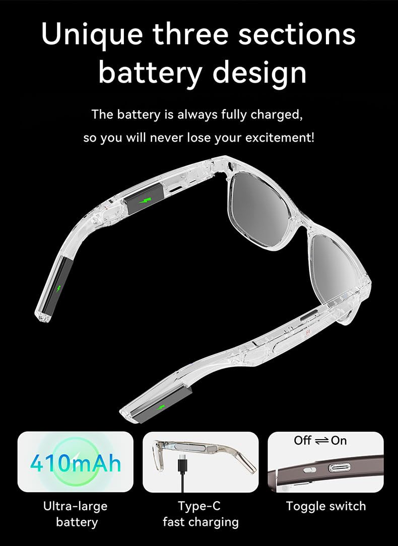 2026 AI Smart Glasses with Camera,8MP Anti-Shake Video Recording | 2K HD Video & Photo Capture,Bluetooth Music,Voice/Calling,Real Time Translation, AI Voice Assistant,Object Recognition