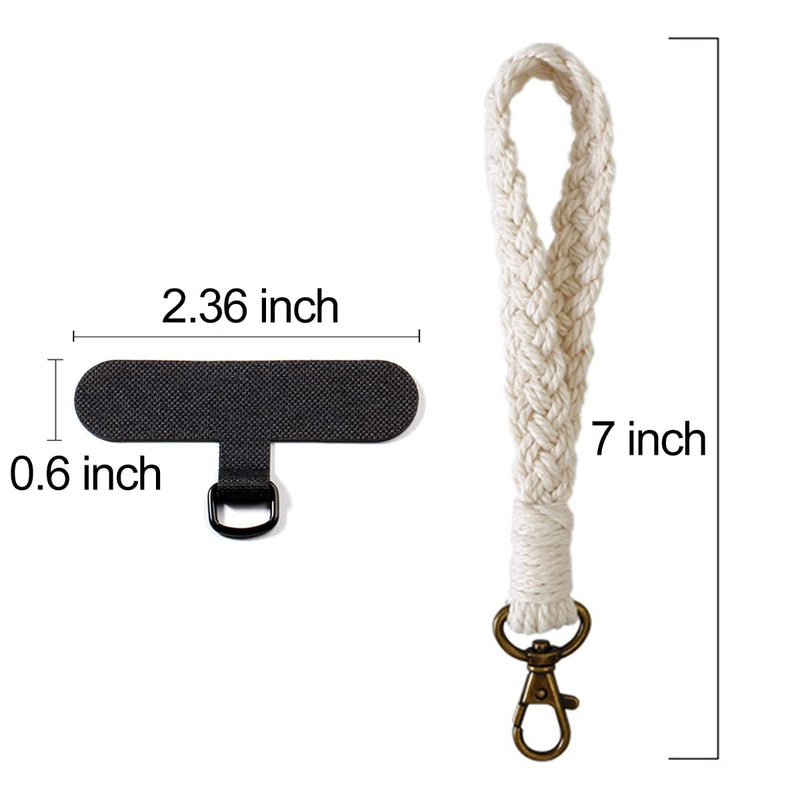 Boho Macrame Phone Wrist Strap, Cell Phone Lanyard with Tether Tab, Keychain Wristlet Charm, Anti-Loss Phone Chain Simple