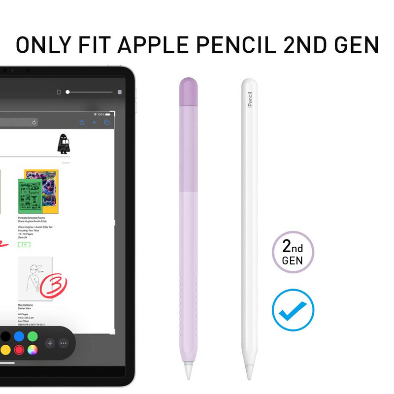 Delidigi Pencil Case Compatible with Apple Pencil 2nd Generation Case, Gradient Color Case Sleeve Silicone Cover Accessories for Apple Pencil 2nd Gen Lavender