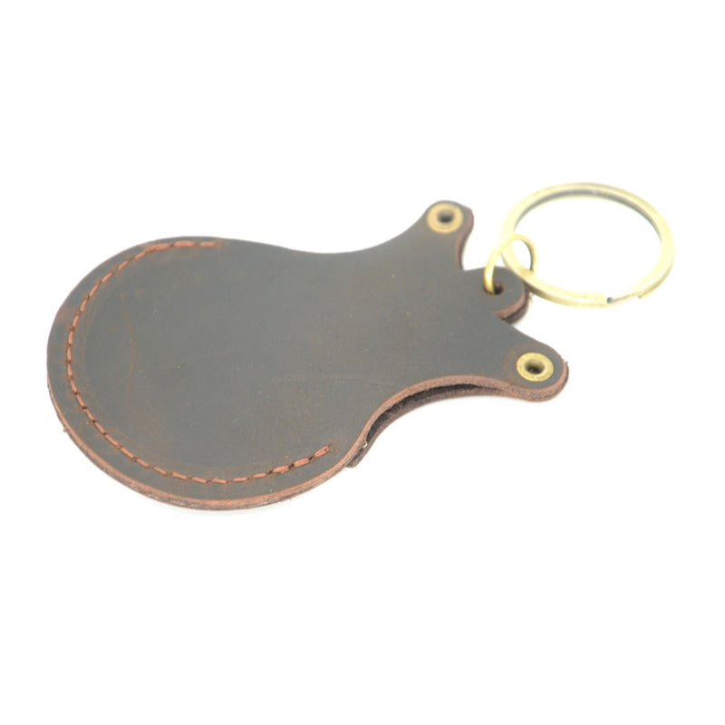Handmade Guitar shaped pick holder, Genuine Leather Guitar Pick Holder Keychain, Picks Case Instrument Gifts Ideas for Musicians Dark Brown