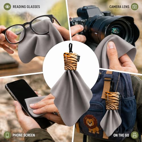 SPUDZ Classic Microfiber Lens Cleaner – Clip-On Pouch, Washable – for Binoculars, Scopes, Glasses, Screens | Classic | Black, 10 x 10 Inch (2-Pack) 10 x 10 Inch (2-Pack)