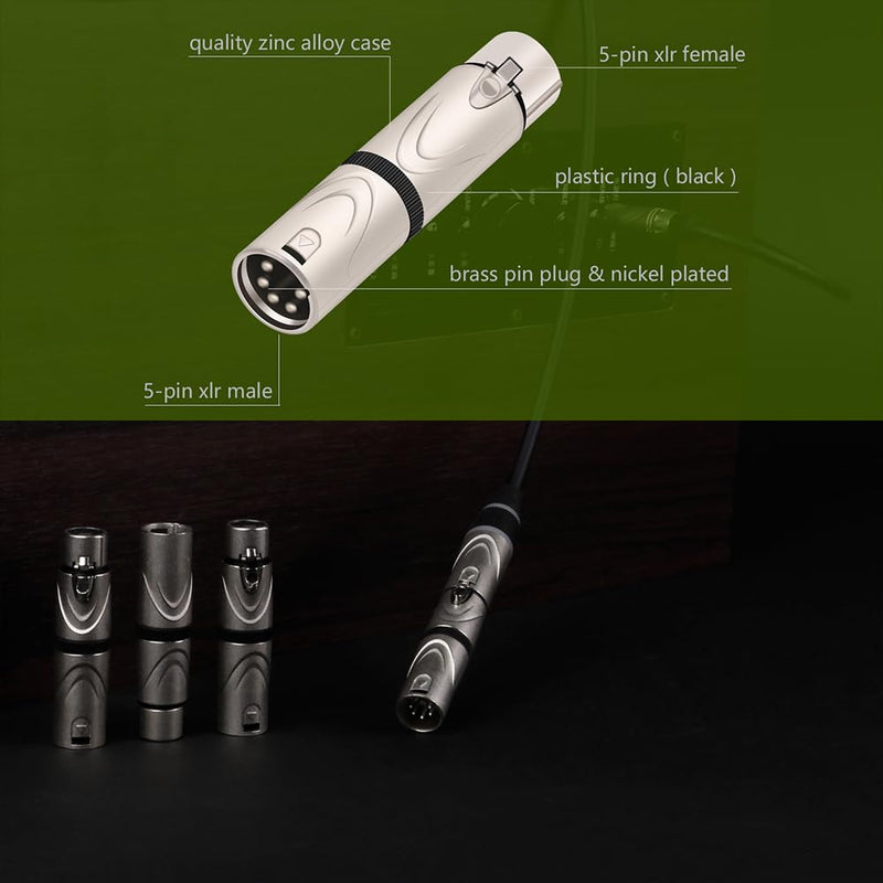 XLR Adapter, 5 Pin Female to 5 Pin Female Connector for DMX Audio Mixer Mic Extension - 2 Pack 5PIN XLR Female to 5PIN XLR Female(D1069)