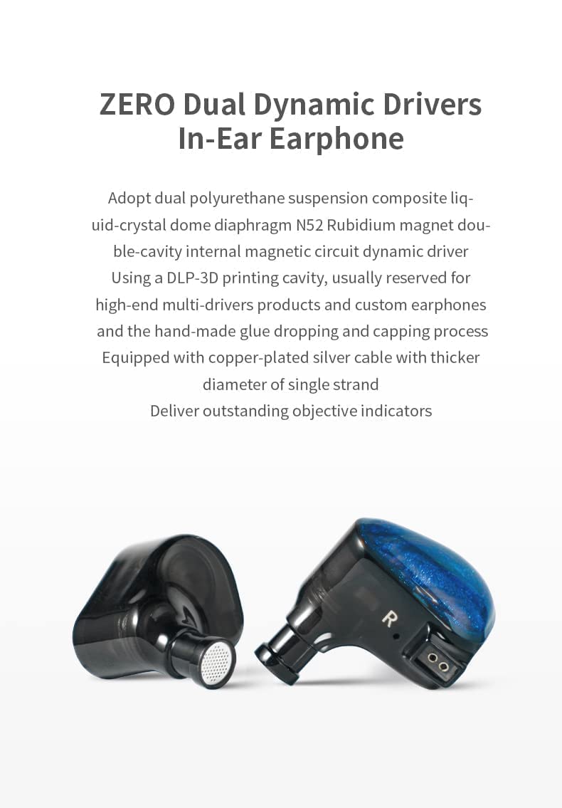 Fanmusic TRUTHEAR x Crinacle Zero Earphone Dual Dynamic Drivers in-Ear Earphone with 0.78 2Pin Cable Earbuds (Zero)