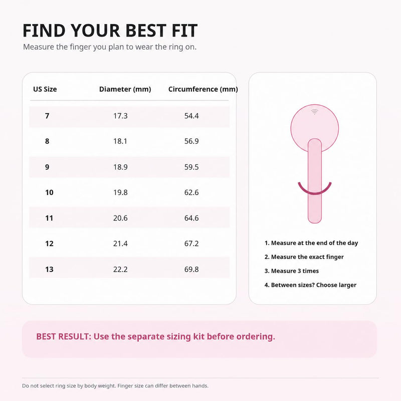 Smart Ring for Women and Men, Sleep & Fitness Tracker, NFC, Pink Size 8 | Screen-free ceramic smart ring for sleep, activity, heart-rate and blood-oxygen trends, with NFC and 3–5 day battery life. #8