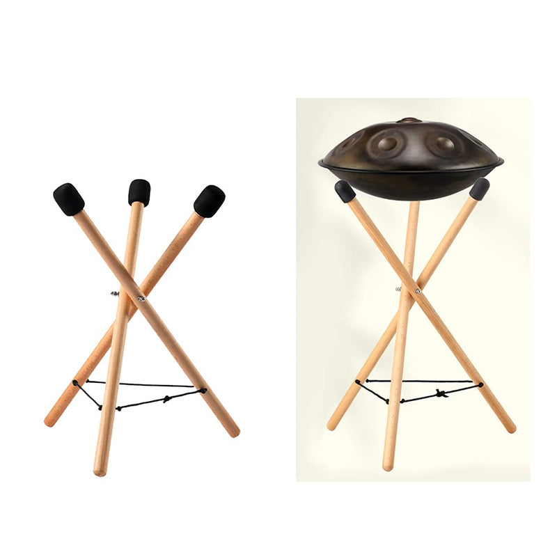 Handpan Drum Stand, Steel Tongue Drum Bracket, Solid Beech Wood Adjustable Tripod Structure Drum Holder, Snare Holder Bracket for 12 to 22 Inch Percussion Instrument(Wood Color) wood color