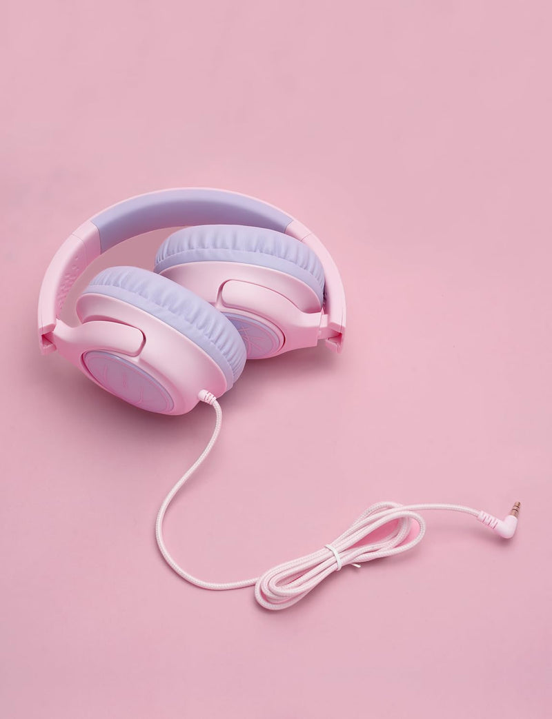 iClever Kids Headphones with Cord, 85dBA Safe Volume Wired Headphones for Kids, Stereo Sound Foldable Adjustable, 3.5mm Jack, Over Ear Kids Headphones for School/Boys/Girls/iPad/Tablet/Travel, Pink