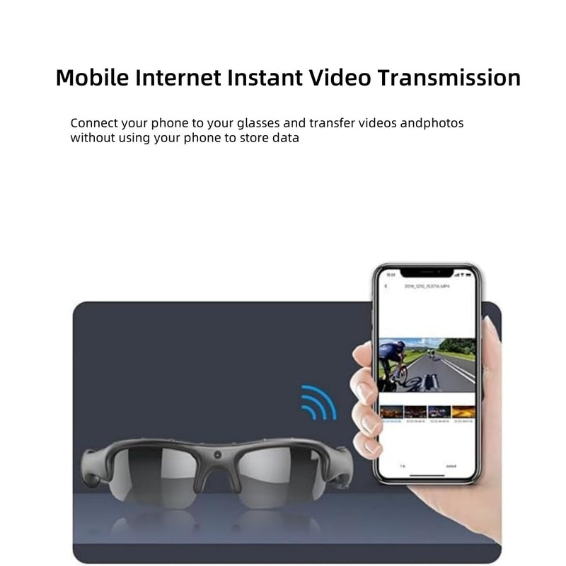 Smart Bike Glasses Camera HD 1080P WiFi Sports Glasses with Camera Video Glasses Video for Men/Woman with 32G TF Card