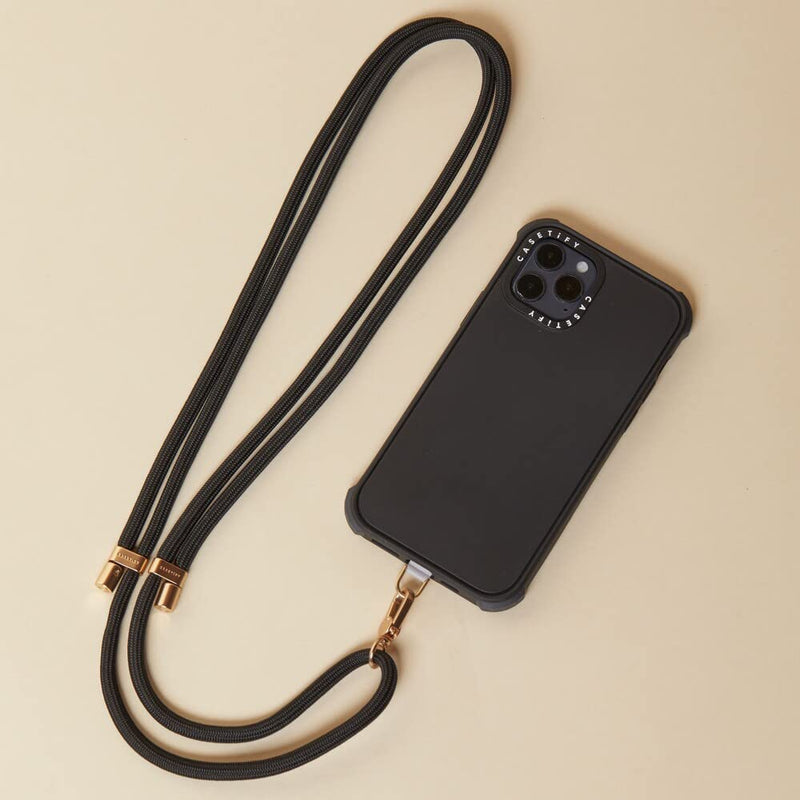 CASETiFY Rope Phone Strap with Card - Black (Gold)