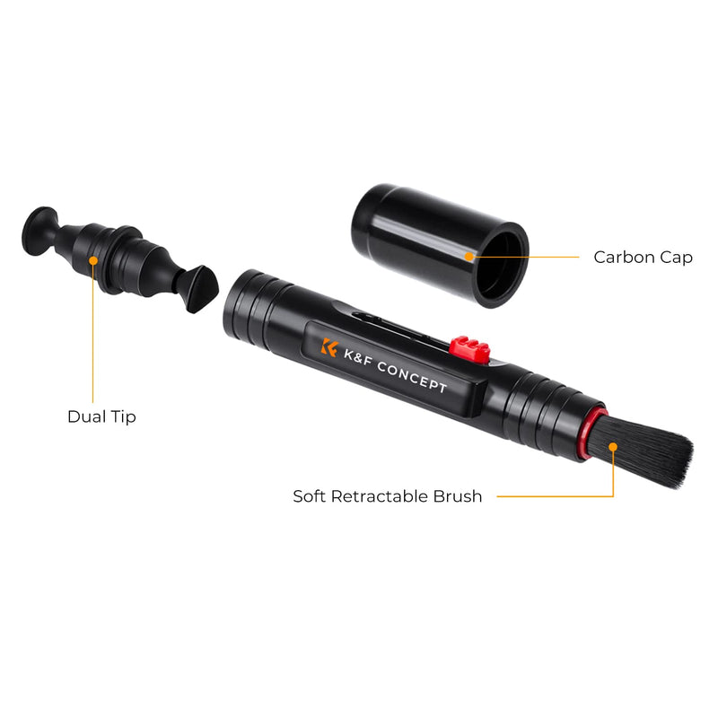 K&F Concept Lens Cleaning Pen with Soft Brush, Double-Sided Carbon Head for Camera Lens, Optical Lens, Glasses, Cosmos/Valve Index /PS4 PS5 VR Headset, Drone Dust and Fingerprint Cleaning Cleaning Pen*1