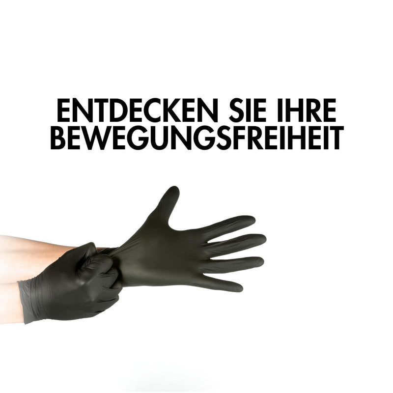 HANSKA 100 Black Nitrile Disposable Gloves - Powder Free - Ambidextrous - Non Sterile - Rubber Base - Suitable for Medical Areas, Food Handling (100, XL) 100 cm