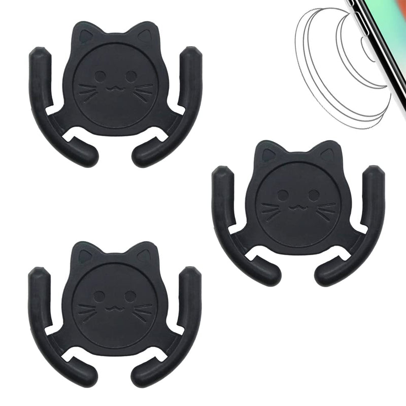 Multi-Surface Holder Car Mount 3 Pack Compatible for Popsocket Grip Holder for Pop Socket Mount Device Support Accessory Home Office Desk Wall Mount Cute Cat Strong Adhesive Sticky Pad (Black) Black
