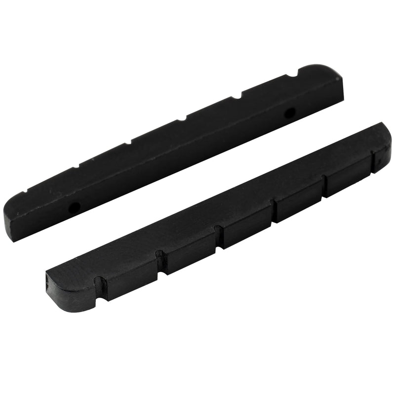 Musiclily Pro Urea Resin Plastic 43mm Slotted Strat Tele Electric Guitar Nuts Flat Bottom for 6-string Stratocaster/Telecaster Guitar, Black (Set of 2)