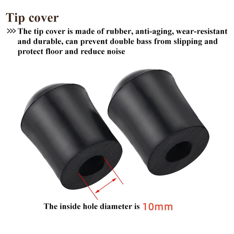 Rubber End Caps, 2pcs Upright Bass Endpin Rubber Tip Stopper Replacement Protector End Cap for Double Bass End Pin Protector(Inner Diameter: approx. 9.5mm)