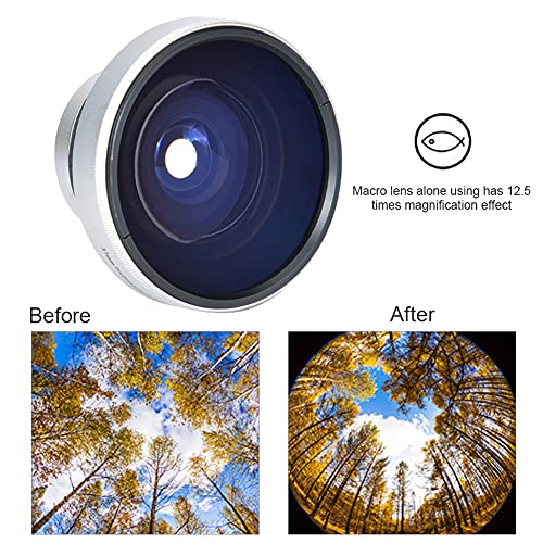 37Mm Fisheye Lens Camcorder,Camera Lens Silver Strong Applicability 37mm 0.25X Super Fisheye Additional Lens for 37mm Caliber Camera Lenses