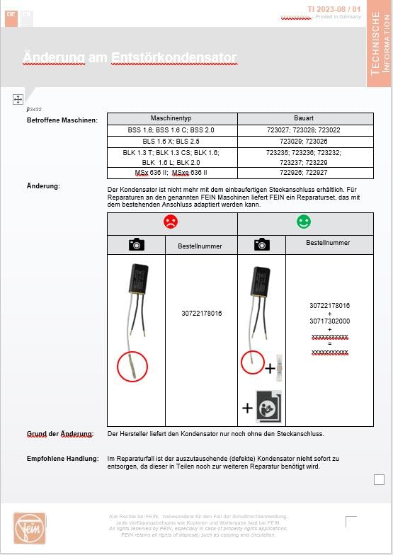 Fein Fe Capacitor 30722178016