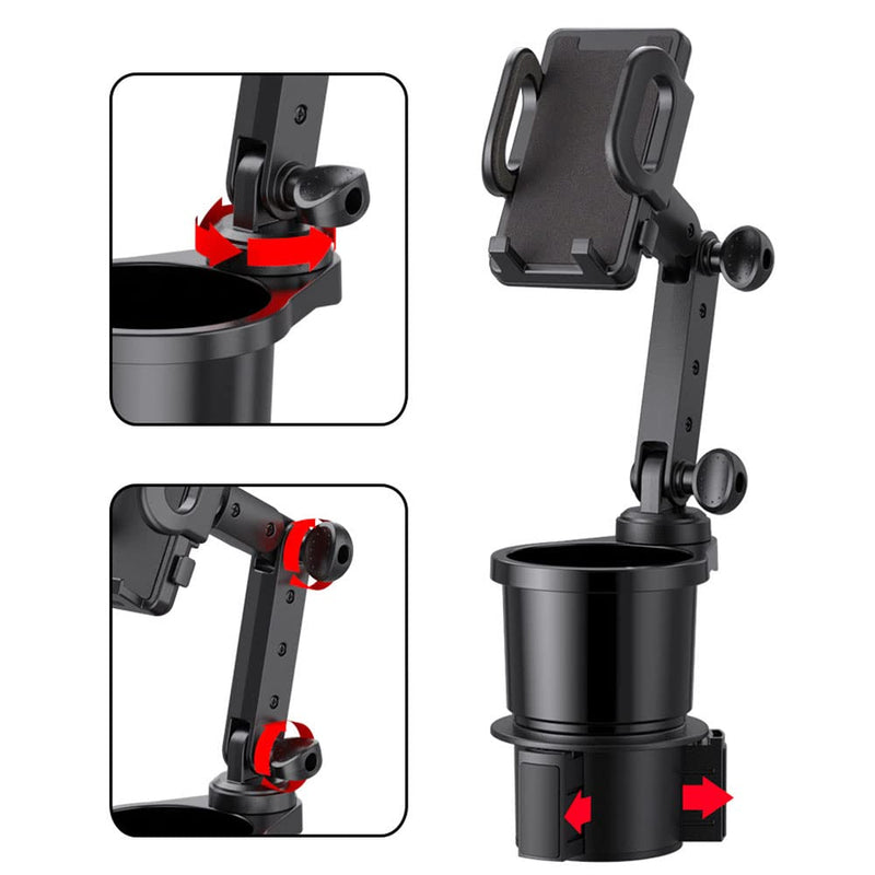 Center Console 2 in 1 Universal Cell Phone Holder Car Cupholder, Cup Holder Phone Mount for Car, Phone Mount for Car with 360° Rotation Fit for Most Cars