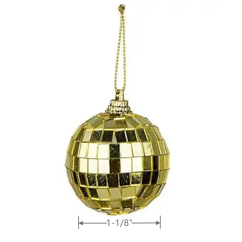 24Pcs 1-1/8Inch Mirror Balls - Disco Ball Decoration - Christmas Tree Wedding Birthday Party Accessories Disco Decorative Mirror Ball (Gold)