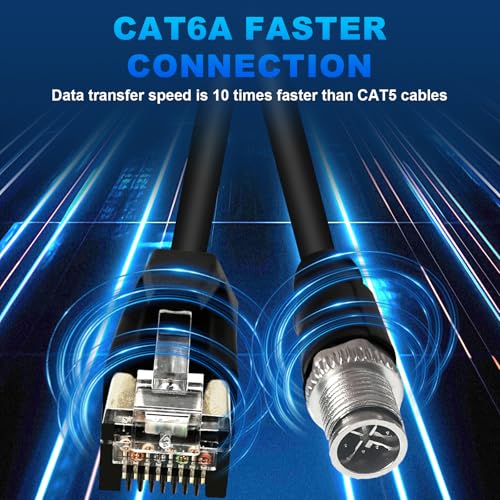 16.4FT M12 8 Pin X Code Male to RJ45 Industrial Ethernet Cable High Flexible Shielded Ethernet Cable for Industrial Camera 5M 16.4 Feet