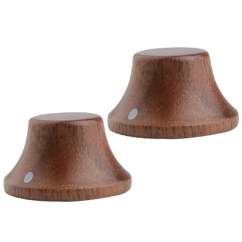 KAISH 4-Pack Wood Knobs LP/Strat Style Bell Knobs Guitar Bass Top Hat Wood Knob with Indicator Dot Walnut Wood Pack of 4