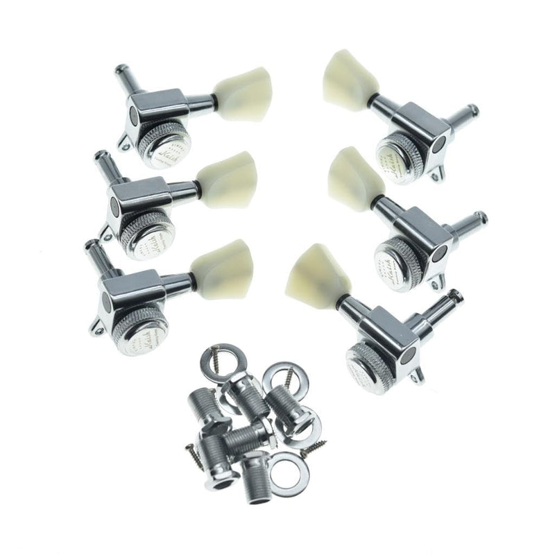 KAISH 3x3 Off White Keystone Locking Tuners 18:1 Guitar Tuning Keys Locking Tuning Machines for LP/Les Paul/SG/ES or Acoustic Guitars Chrome