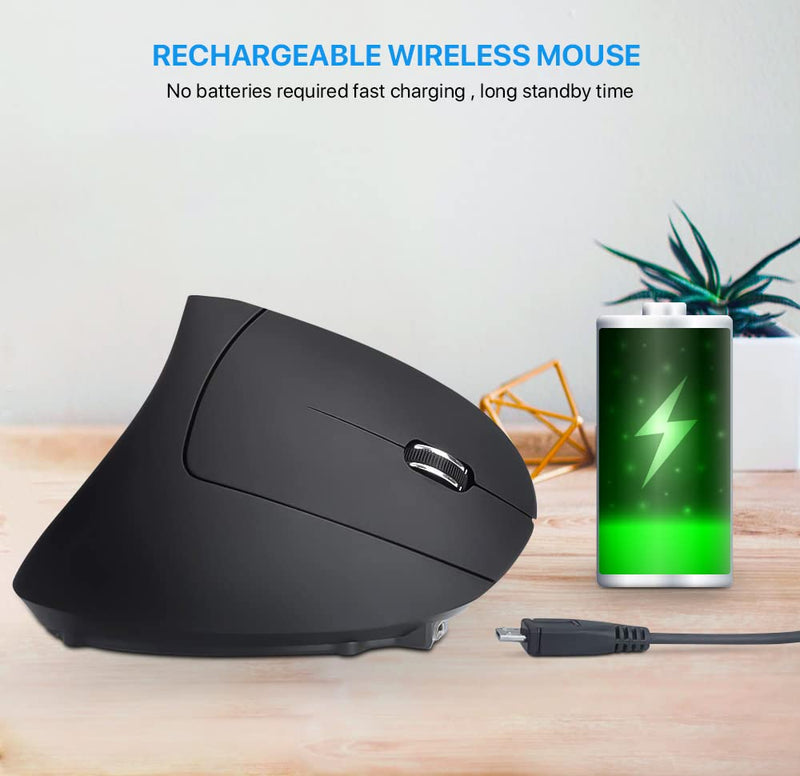 Ergonomic Wireless Mouse Letaclanic Unique Rechargeable Optical Vertical Mouse, 2.4G 5.0 Bluetooth Mouse Ergonomic with 6 Buttons, 800/1200/1600 DPI Wireless Mouse for Laptop,Desktop,PC,MacBook Ergonomics Mouse
