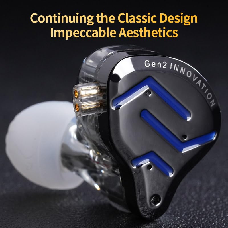 KZ ZSN PRO 2 HiFi IEM Earbud, Dynamic Driver and Balanced Armature Hybrid in-Ear Headphone,KZ Heavy Bass Music Wired Earphone (Glare Blue, Without mic)