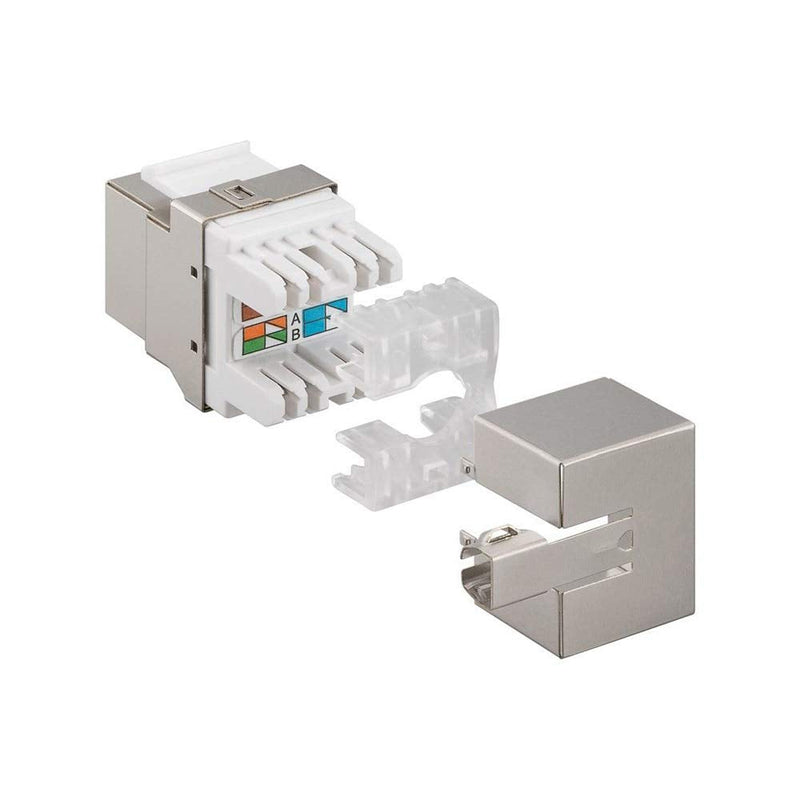 Goobay 95901 Keystone Module RJ45 Socket 90 Degree / CAT 6 Network Plug 250 MHz / STP / Ethernet Socket 8P8C / LSA Mounting / Metal Housing