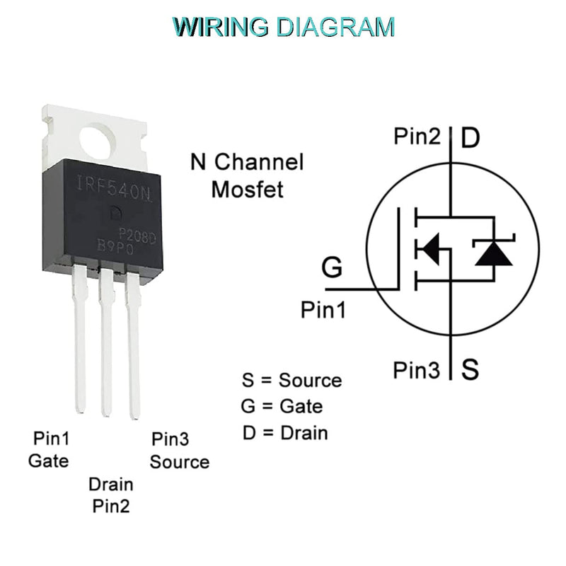 Youmile 20pcs IRF540 IRF540N Mosfet Transistor 33A 100V N-Channel Power MOSFET TO-220 with Heatsink Screw Disc Rubber Silicone Screwdriver for DIY and DIY