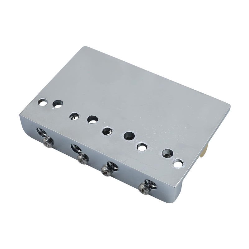 [AUSTRALIA] - Chrome Electric Bass Guitar Bridge with Brass Saddles Zinc Alloy Plate 4 String Fixed Bridge Compatible with Fender Jazz Precision Bass Bridge Replacement Parts Chrome 