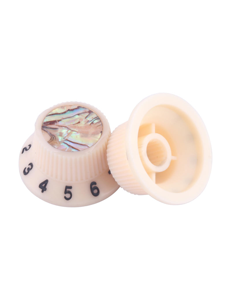 Guitar Knobs Abalone Top Speed Control Knobs 6mm Shaft Pots Volumn Tone Knobs Compatiable with Strat Stratocaster Electric Guitar Set of 3Pcs Ivory.