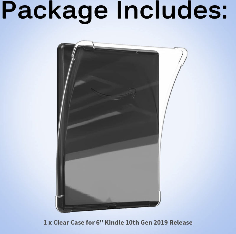 Clear Case for (2019 Release) 6" Kindle 10th Generation, [Lightweight] Silicone Thin Slim Protective Back Cover Skin Bumper for Kindle 10th Gen 2019 (Not Fit Kindle Paperwhite) (Transparent) Transparent