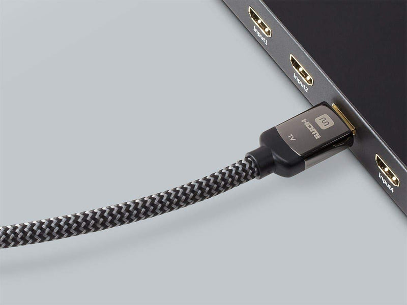 Monoprice 4K Braided High Speed HDMI Cable - CL3 In Wall Rated, YCbCr 4:4:4, 18Gbps, Active, 20 Feet, Gray