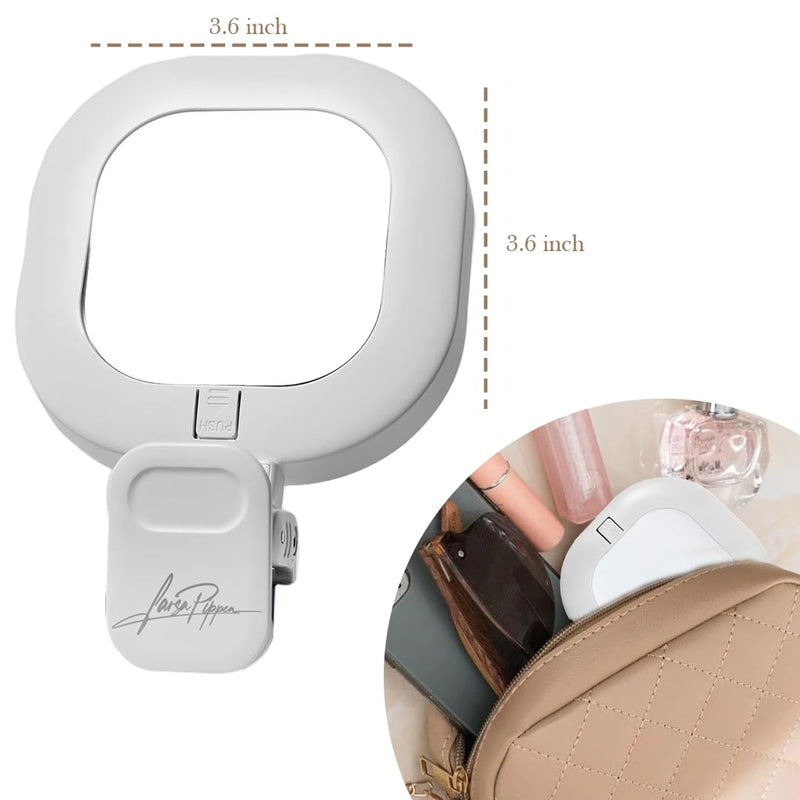 Larsa Pippen - The Larsa Light - LED Selfie Light with Clip & Glass Mirror - Rechargeable Selfie Light for Phone or Camera - 142 LEDs-Adjustable Brightness - Ideal for Makeup, TikTok, Content Creators