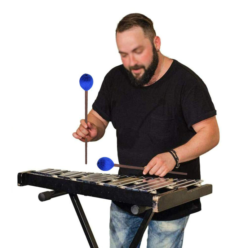 2 Pair Marimba Mallets Medium Blue Hard Yarn Head Keyboard Marimba Mallets for Percussion Marimba Playing Glockenspiel Marimba (Style 2) Style 2