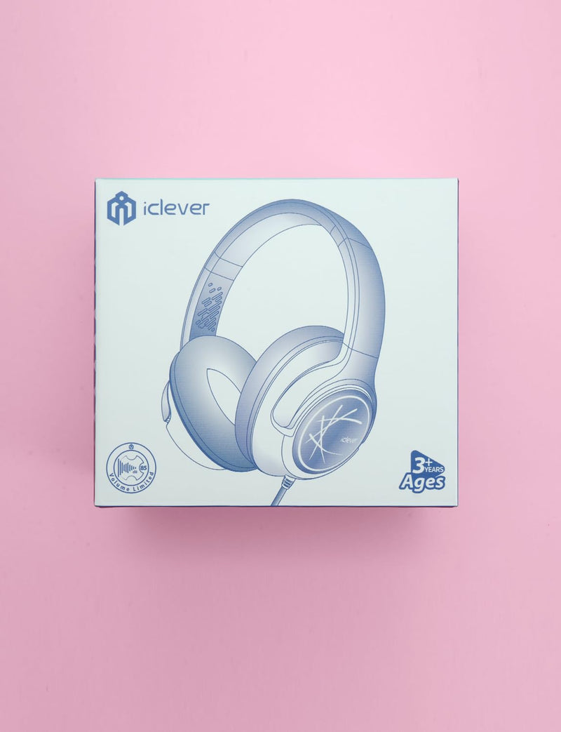 iClever Kids Headphones with Cord, 85dBA Safe Volume Wired Headphones for Kids, Stereo Sound Foldable Adjustable, 3.5mm Jack, Over Ear Kids Headphones for School/Boys/Girls/iPad/Tablet/Travel, Pink