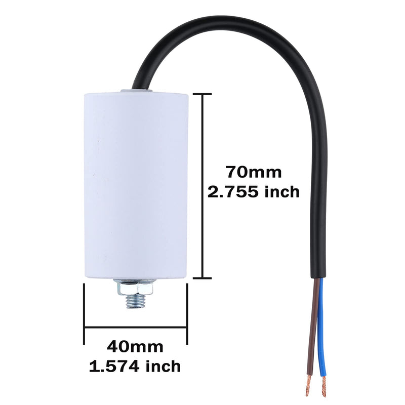 VEXUNGA 16µF 450V Motor Capacitor Starting Capacitor 16uF 16uF 450V 40x70mm CBB60 Capacitors Cable M8 for Electric Motor