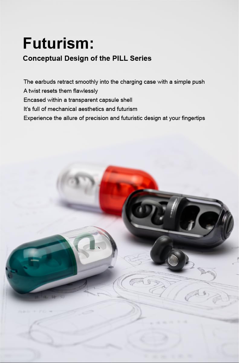 Moondrop Pill Open Ear Headphones OWS Hanging Earphones IPX4 Ear Clip Wireless Earbuds (Black) Black