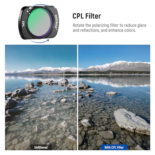NEEWER HD CPL ND16 ND64 ND256 Filter Kit Compatible with DJI Osmo Pocket 3 / Pocket 4 / Xtra Muse, Magnetic Gimbal Action Camera Neutral Density Polarizing Filter Accessories Kit 4 Pack ND+CPL