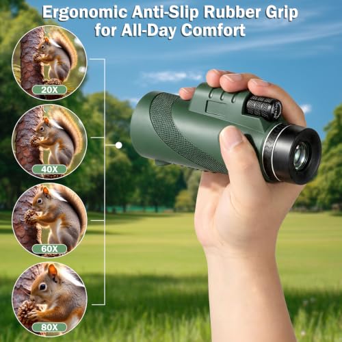 80X100 Monocular Telescope for Adults, with Tripod & Phone Holder green