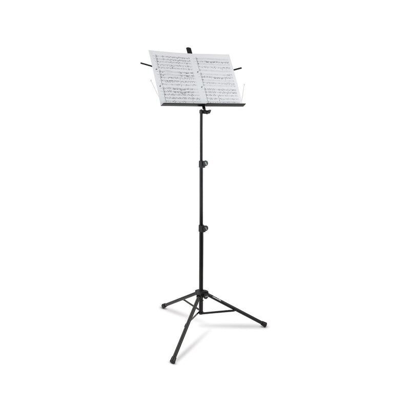 OnStage On-Stage SM7222BB Tripod-Base Sheet Music Stand with Bag (Portable, Folding Sheet Music Setup, Adjustable Height and Angle, Heavy-Duty Tubular Legs, Nonslip Rubber Feet, Metal, Black)