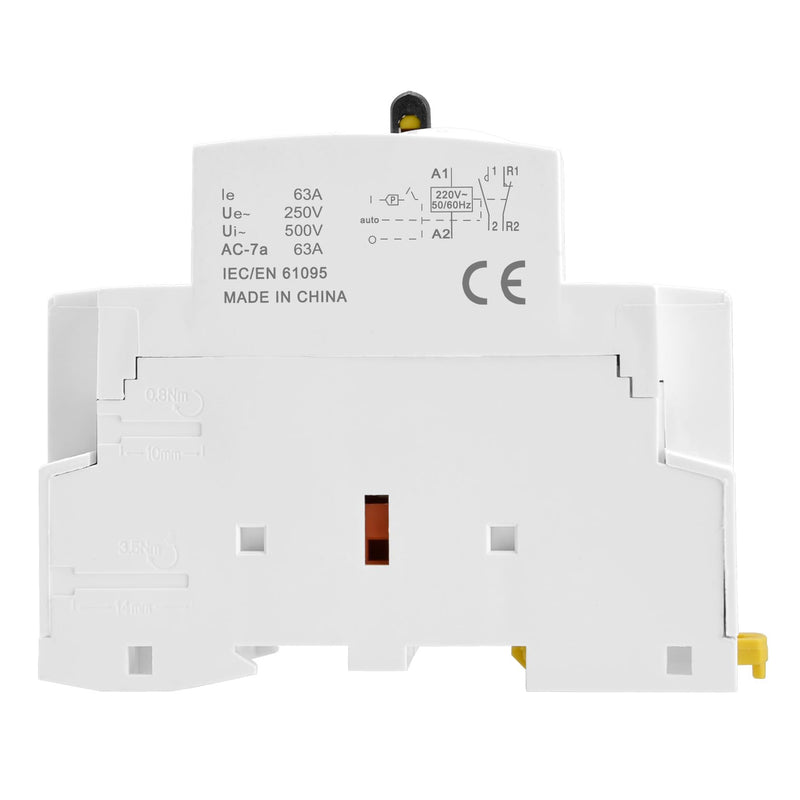 [AUSTRALIA] - Heschen Modular Household AC Contactor, HS1-63M/11, 63A, 2 Pole, 1NO 1NC, 220VAC Coils, 35mm DIN Rail Mounting, with Manual Control Switch 