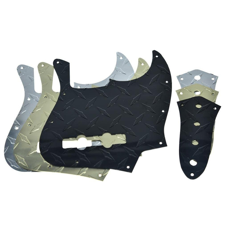 [AUSTRALIA] - KAISH Diamond Plate 4 String Jazz J Bass Pickguard with Metal Aluminum JB Control Plate and Screws for American/Mexican FD Jazz Bass Gold Pickguard and Control Plate Gold-3 