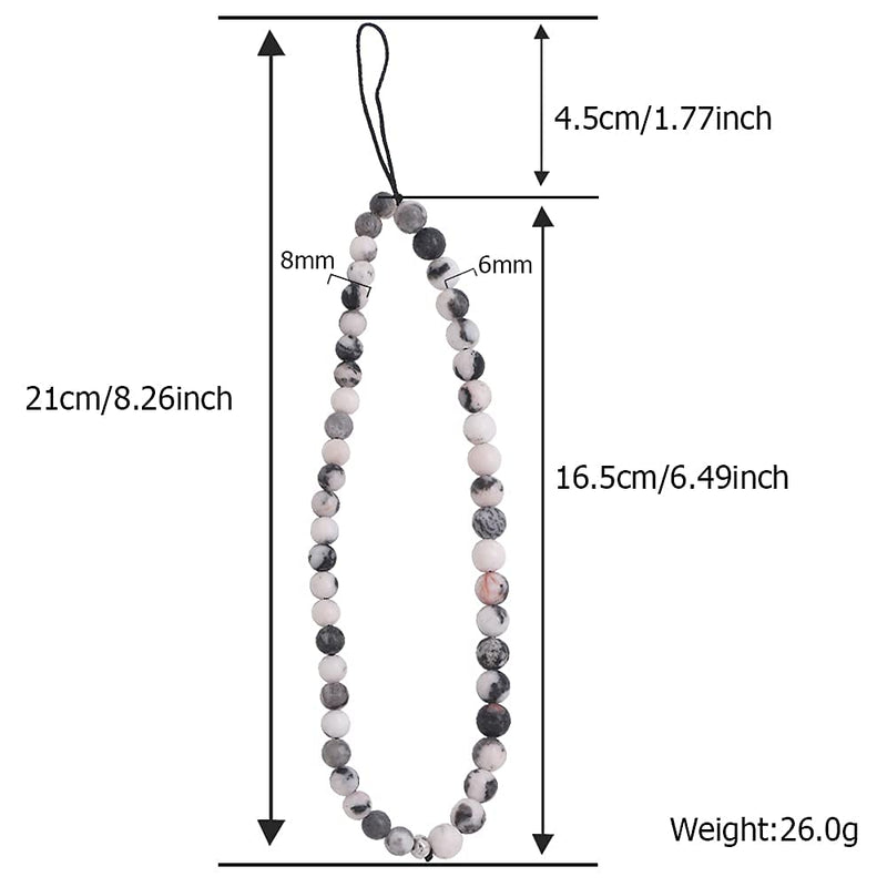 C&L Accessories Beaded Phone Charm Cell Phone Lanyard Wrist Strap Handmade Natural Gemstone Pink Zebra Jasper