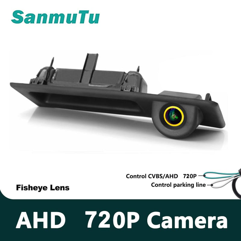 AHD 720P Vehicle Backup Camera for BMW 3 5 Series X1 3 4 5 F07 F10 F11 F25 F26 F30 F34, CCD Reverse Parking Fisheye Lens Waterproof Cam Car Trunk Handle Camera