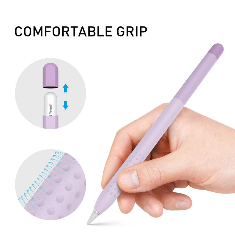Delidigi Pencil Case Compatible with Apple Pencil 2nd Generation Case, Gradient Color Case Sleeve Silicone Cover Accessories for Apple Pencil 2nd Gen Lavender