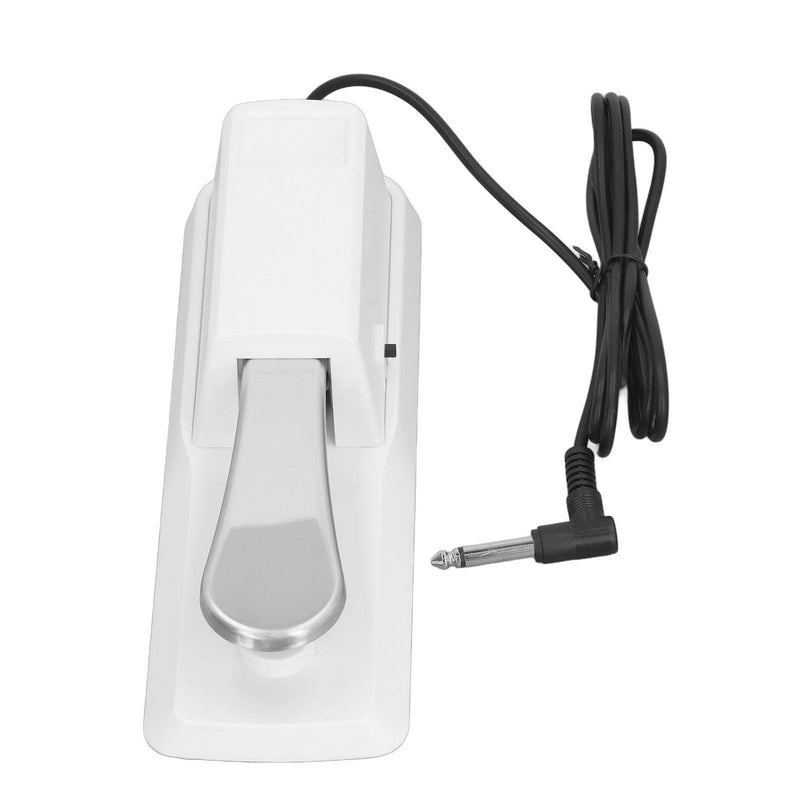 Sustain Pedal, Universal Keyboard Sustain Pedal with 1/4in (6.35mm) Input Plug & Anti Slip Rubber Bottom, Piano Foot Pedal for Digital Piano, Electronic Keyboard, MIDI White
