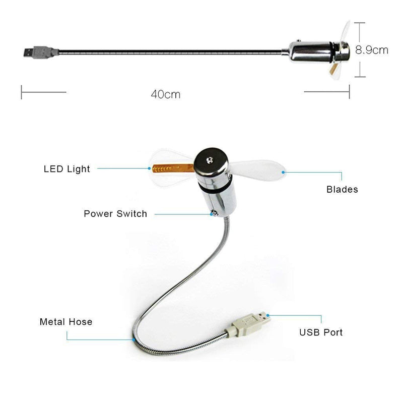 ONXE LED USB Clock Fan with Real Time Display Function,USB Clock Fans,Silver,1 Year Warranty (Clock)